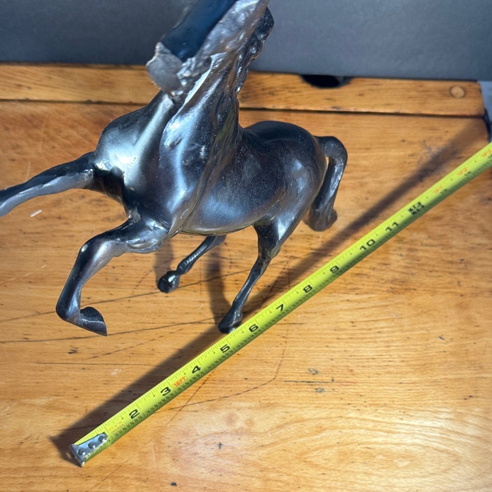 Horse Sculpture Bronze Black Rearing Head Vintage Handcrafted Art Deco - Picture 12 of 15